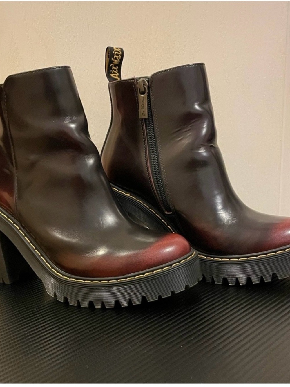Dr Martens MAGDALENA Burgundy Heel Ankle Boots
